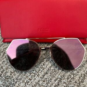Fendi Purple Lens Gold Frame Sunglasses